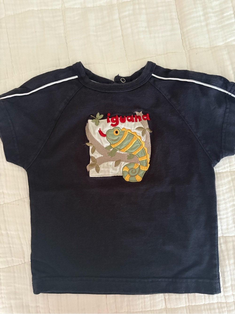 Kids Navy Iguana Appliqué Tee - miniwear